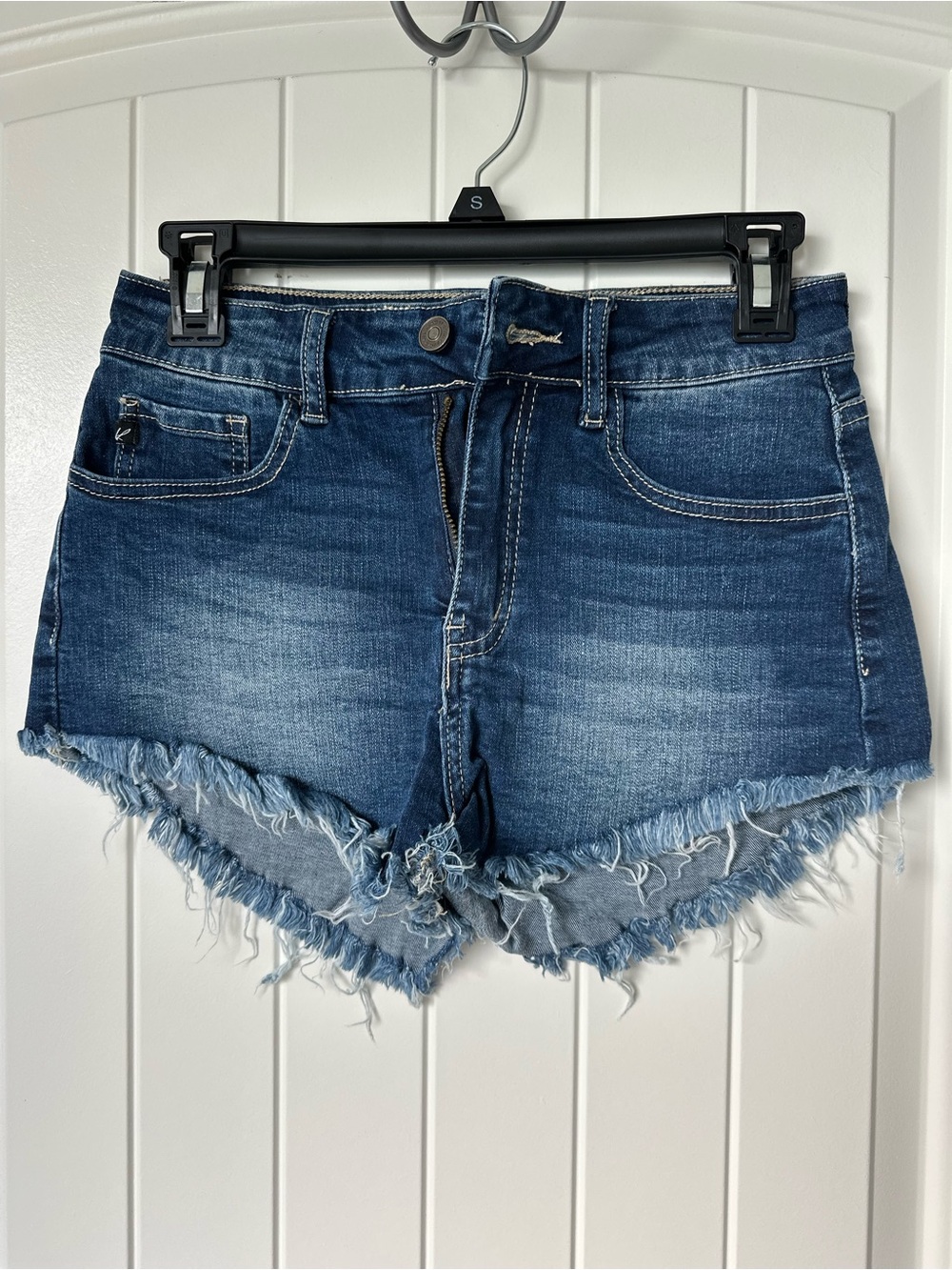 KanCan Blue Distressed Frayed Hem Denim Shorts